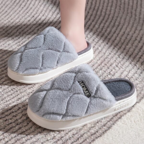 Plush Slippers Winter For Women Indoor Floor Bedroom Home Slipper Warm Solid House Shoes Men Couple - Image 6