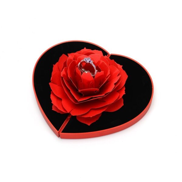 3D Love Box Heart-shaped Rose Flower Rotating Ring Box Valentines Day Gift - Image 2