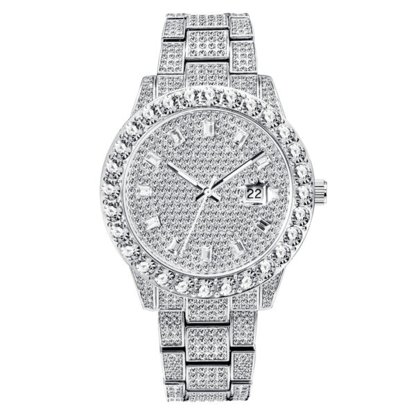 Fashionable Large Dial Full Diamond Watch - Image 6