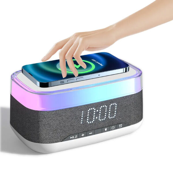 Intelligent Multifunctional Alarm Clock Bluetooth Speaker Wireless Charger Fast Charge Clock Atmosphere Night Light Home Decor - Image 5