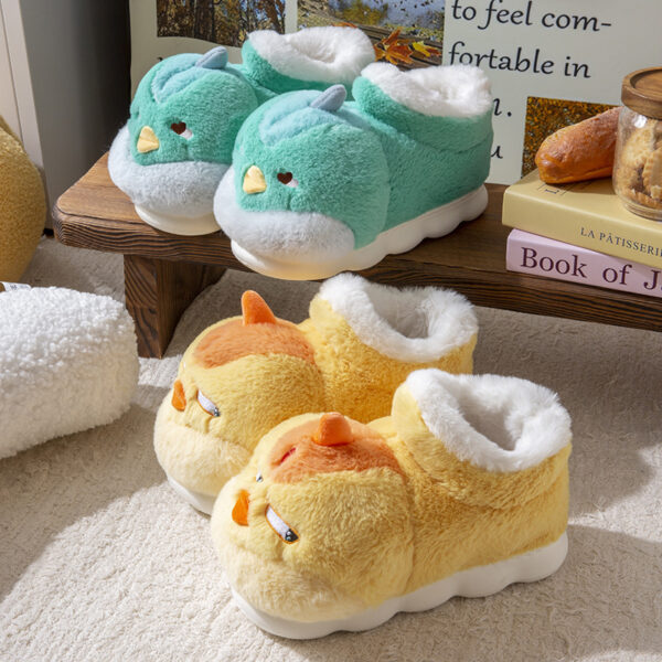 Indoor Home Non-slip Thick Bottom Furry Cotton-padded Shoes With Velvet