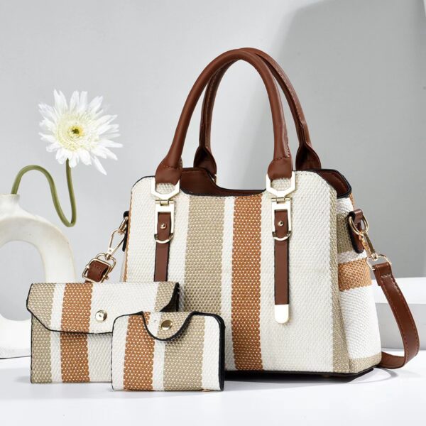 Crossbody Large Capacity New Son And Mother Canvas Contrast Color Handbags - Image 6