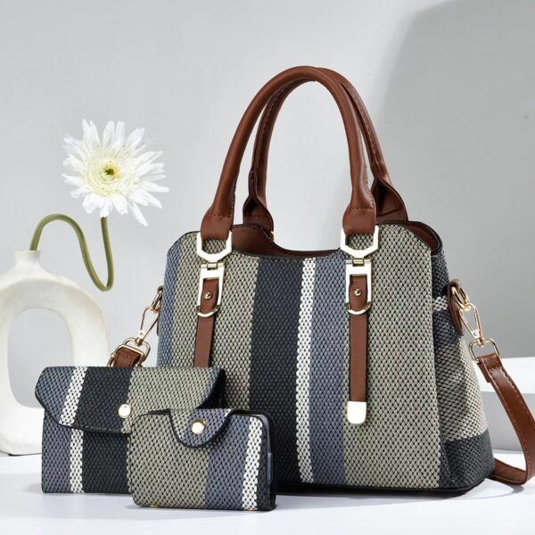 Crossbody Large Capacity New Son And Mother Canvas Contrast Color Handbags - Image 8