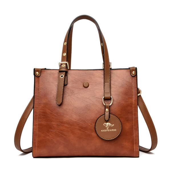 Oil Wax Cowhide Commuter Elegant Women Bag - Image 2