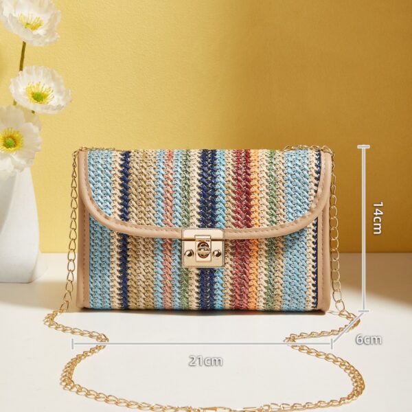 Woven Rainbow Fashion Crossbody Chain Square Bag - Image 3