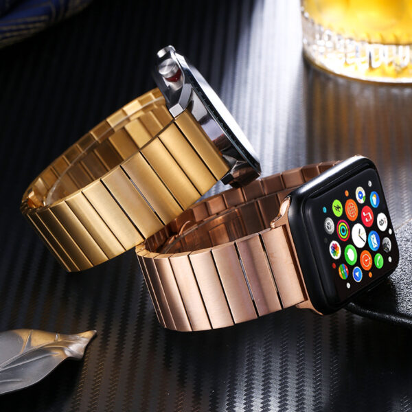 Smart Watch Band Bamboo Stainless Steel Metal Strap