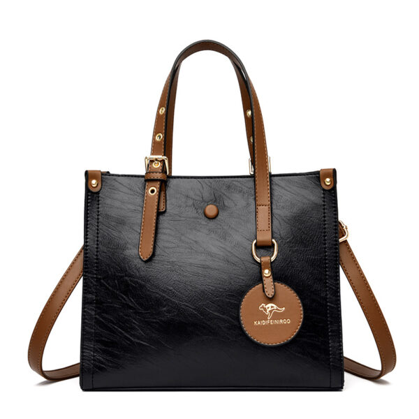 Oil Wax Cowhide Commuter Elegant Women Bag - Image 3