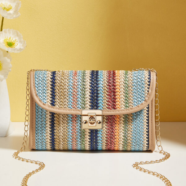 Woven Rainbow Fashion Crossbody Chain Square Bag - Image 2