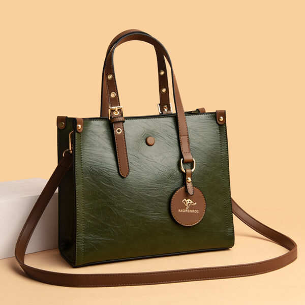 Oil Wax Cowhide Commuter Elegant Women Bag - Image 9