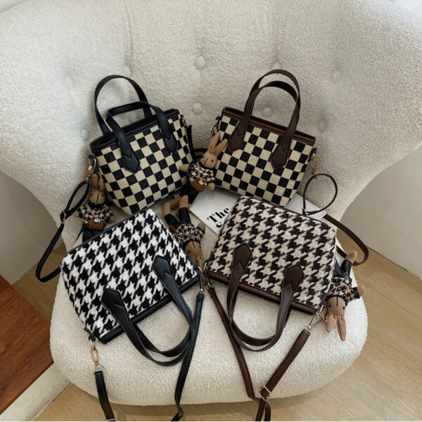 Fashion Houndstooth Shoulder Bags Portable Checkerboard Handbags All-match Messenger Bag Women Totes - Image 9