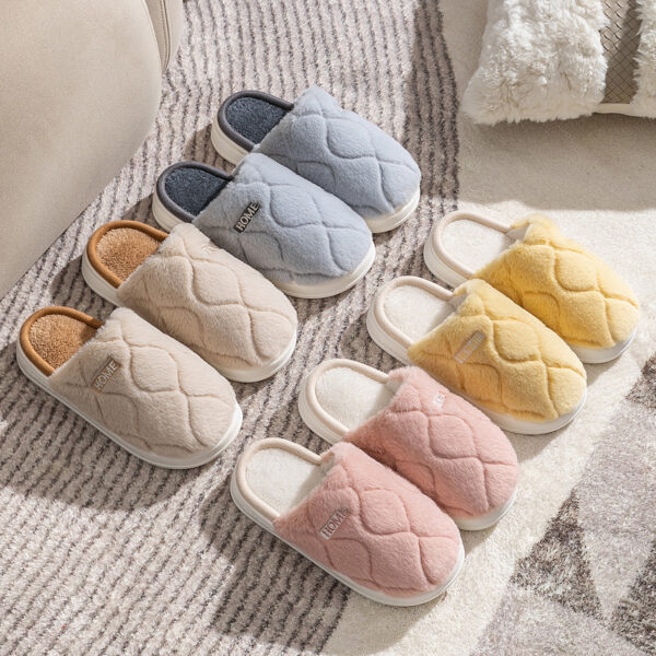 Plush Slippers Winter For Women Indoor Floor Bedroom Home Slipper Warm Solid House Shoes Men Couple - Image 5