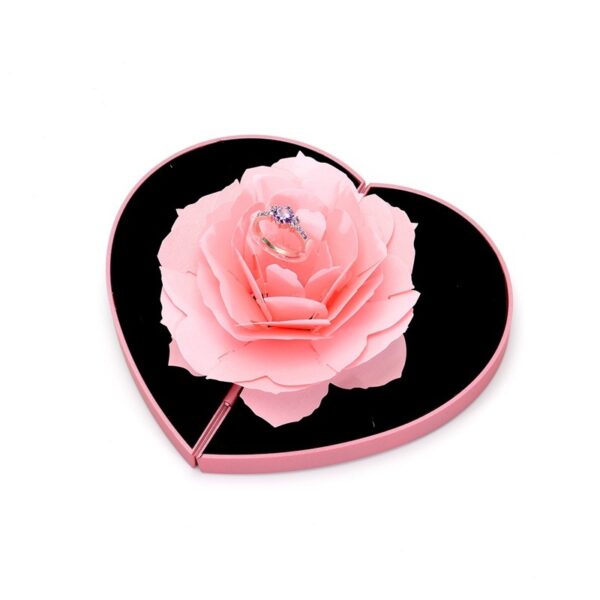 3D Love Box Heart-shaped Rose Flower Rotating Ring Box Valentines Day Gift - Image 5