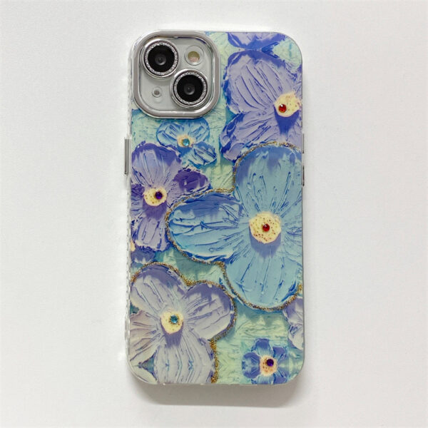 Blue Light Oil Painting Flower Phone Case - Image 6