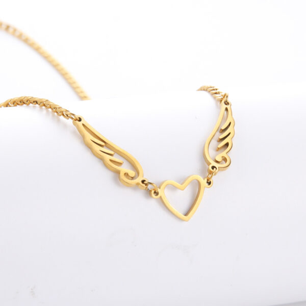 Hollow Heart Angel Wing Necklace - Image 8