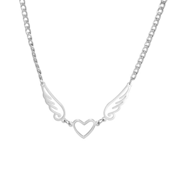 Hollow Heart Angel Wing Necklace - Image 6