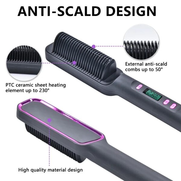 Electric Hot Comb Multifunctional Straight Hair Straightener Comb Negative Ion Anti-Scalding Styling Tool Straightening Brush - Image 5