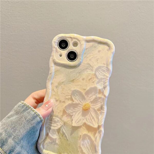 Light Matcha Green Oil Painting Flower Twist Blue Light Phone Case - Image 8