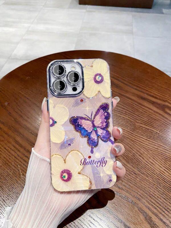 Blue Light Oil Painting Flower Phone Case - Image 2