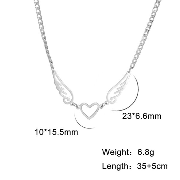 Hollow Heart Angel Wing Necklace - Image 4