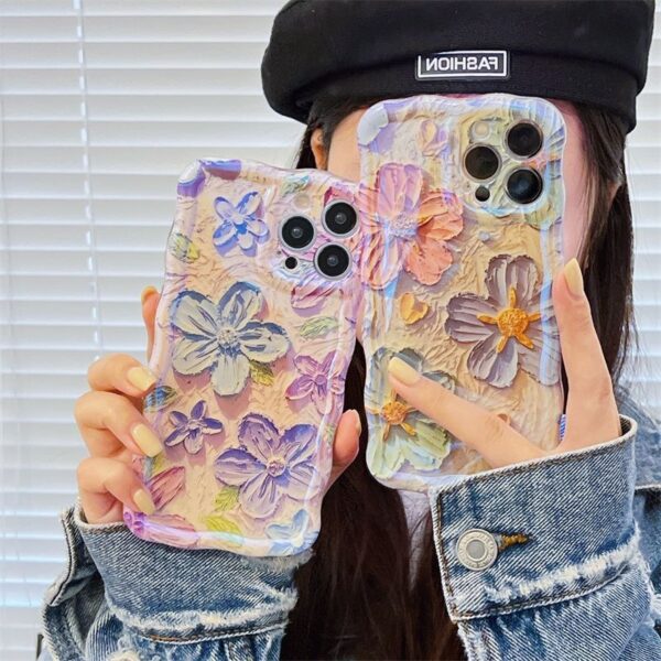 Blue Light Oil Painting Flower Phone Case