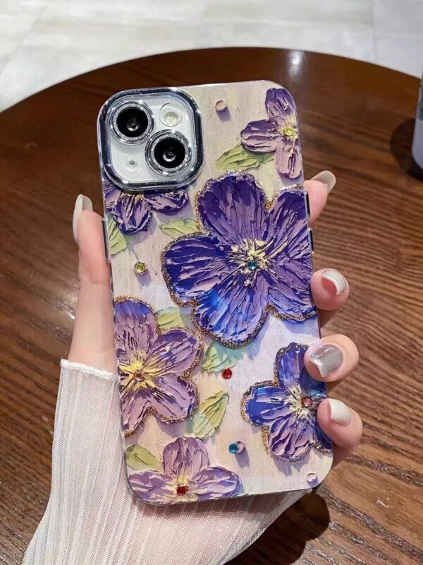 Blue Light Oil Painting Flower Phone Case - Image 3