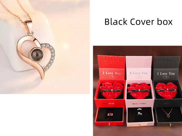 Hot Valentine's Day Gifts Metal Rose Jewelry Gift Box Necklace For Wedding Girlfriend Necklace Gifts - Image 2