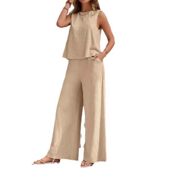 Solid Color Casual Loose Pants Sets For Women Elegant Spring Summer Women's Two Pieces Suit Full Trouser Set Female Outfit Clothes - Image 9