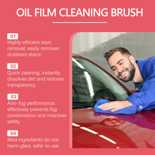 Automotive Oil Film Cleaning Brush, Windshield Cleaner Tool, All In One Wipe On Oil Film Remover, Car Glass Oil Film Cleaner With Reusable Foam Sprayer - Image 6