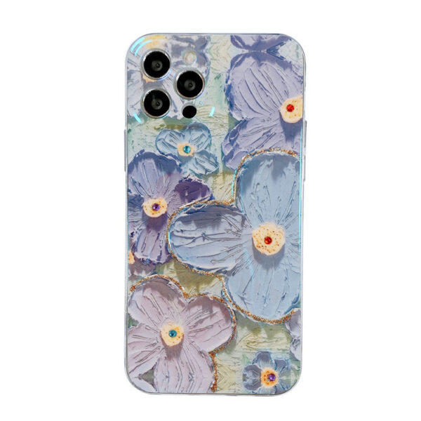 Oil Painting Purple And Blue Daisy Flower Phone Case - Image 5