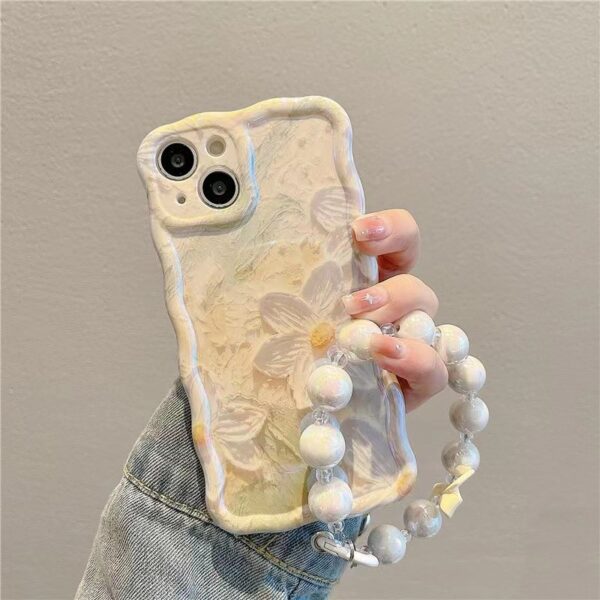 Light Matcha Green Oil Painting Flower Twist Blue Light Phone Case - Image 9