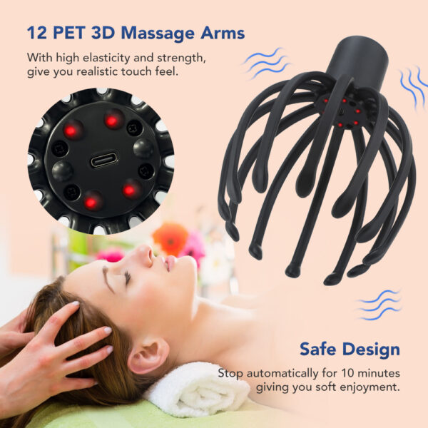 Electric Octopus Claw Scalp Massager Head Scratching Meridian Dredging Relief Stress Improve Sleep Vibration Head Scratcher - Image 7