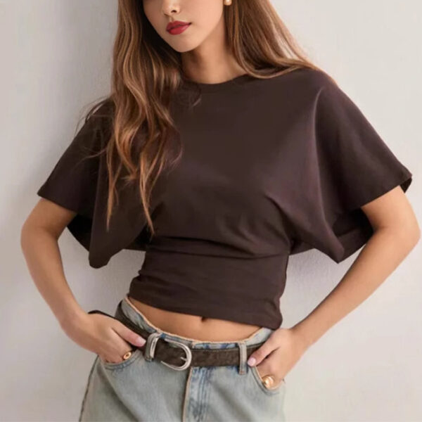 Summer Batwing Sleeve T-shirt Ins Fashion Round Neck Pullover Short-sleeved Tops For Women Clothing - Image 9