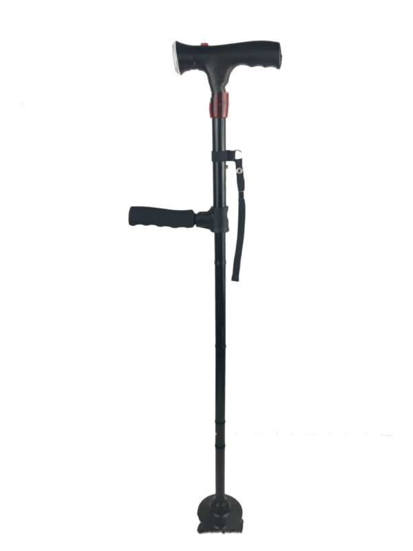 Tumbler Folding Crutch With Alarm LED Light Double Handle - Image 4